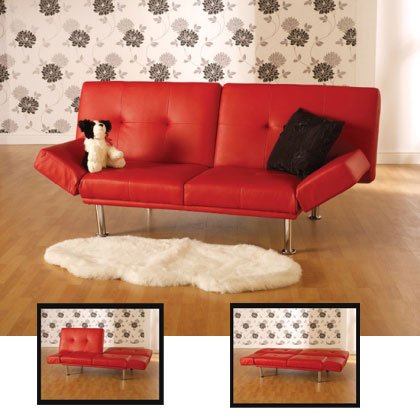 SONYA SOFA BED RED leather 1 - Best Sofa For Kids