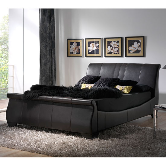 Bam456L genuine leather brown sleigh bed 1 - Get Awesome Interior Design Ideas for Master Bedroom