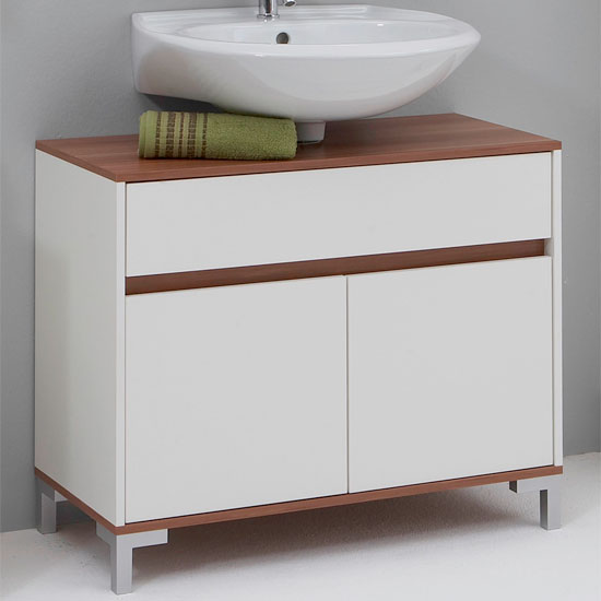 white walnut under sink cabinet 1 - Three Easy Steps To Pick Bathroom Vanities For Small Bathrooms