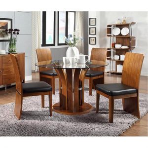 JF601  Dining Table  Wal 4 Chair 300x300 - Revamp your dining experience with extendable dining table in walnut