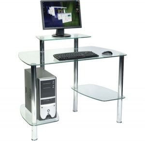 Glacier Workstation Dressed 300x291 - Ensure safety by buying tempered glass computer desk