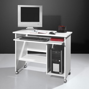 White Small Computer Desk with Hutch for Small Spaces