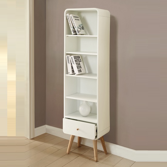 PC703 Tall Bookcase White20Ash1 - Choosing  Furniture Living Room Storage Will Look Great With: Two Main Approaches