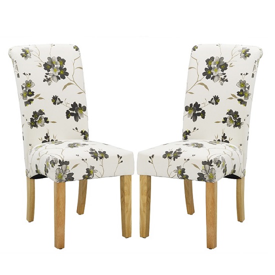 Freda Dining Chair In Floral Fabric with oak legs