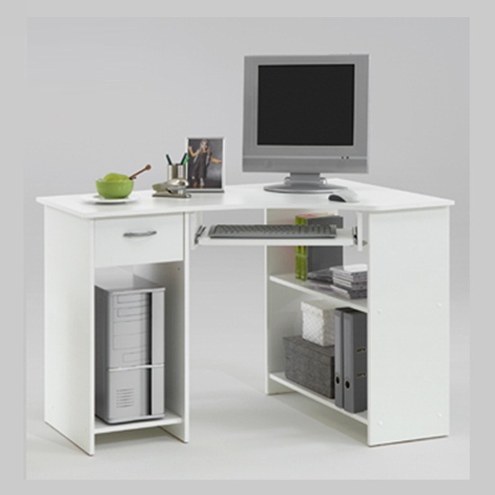 Home Office White Corner Computer Desk  - Top Corner Furniture Ideas For Your Home