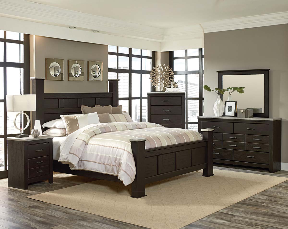 69350 Stonehill Dark Bedroom Bed Brown Marble - How To Buy Cheap Bedroom Furniture Online