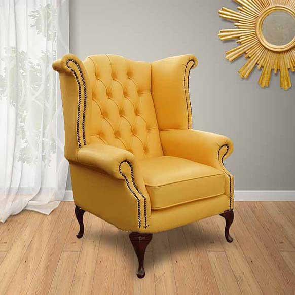 chesterfield queen anne high back wing chair uk manufactured yellow - Relaxation Chairs: Find the Perfect Fit for Your Lounge