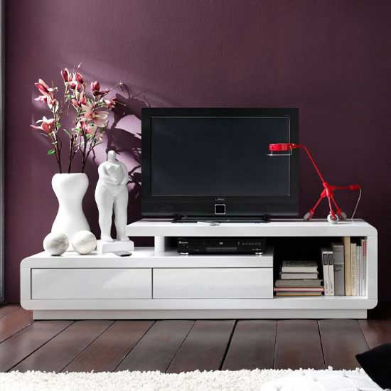 59052 celia white tv unit - Modernise your TV stand with High Gloss